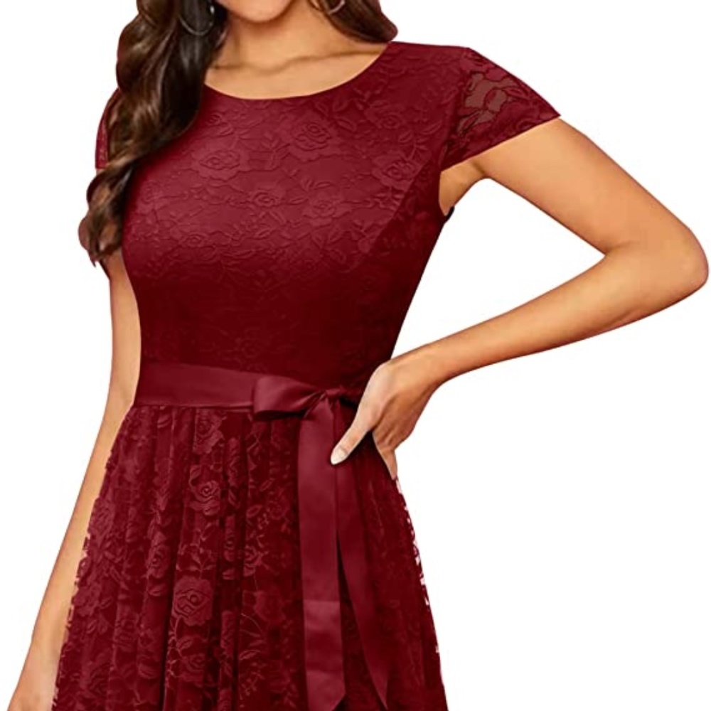 BeryLove Women's Floral Lace Short Bridesmaid Cocktail Dress, Medium